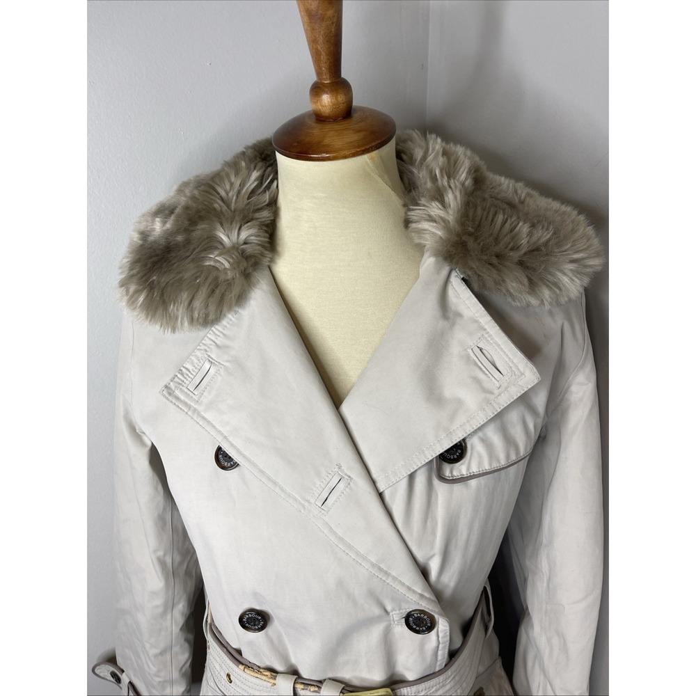 Barbour Brodie Jackie Kakhi Waterproof Fur Colar US 6 *read - Picture 6 of 11